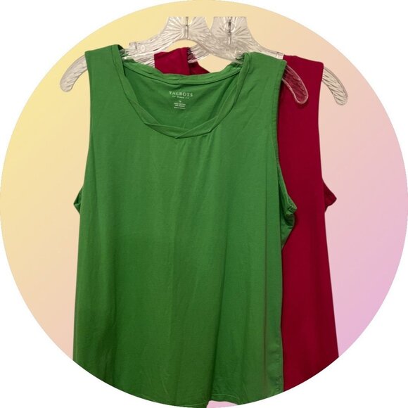 Talbots Woman Tank Tops – Set of 2, Size 1X, Green & Magenta, 60/40 Cotton Modal - Picture 1 of 8